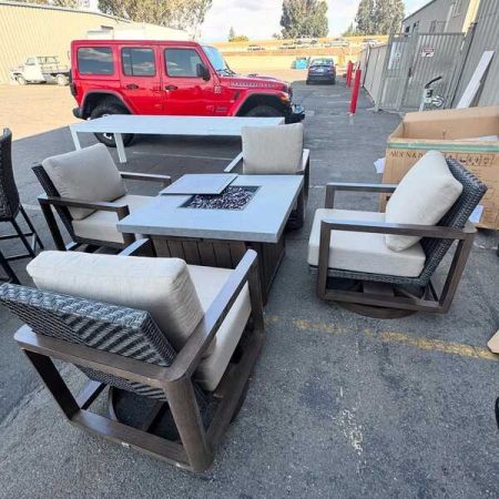 Ashford 5-piece fire chat outdoor seating set with fire pit table for patio